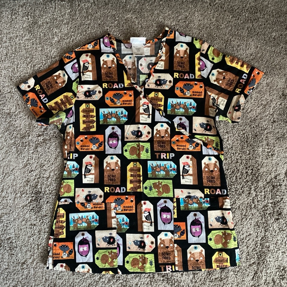 Scrubstar Colorful Graphic Print scrub top